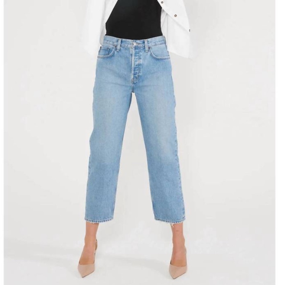 ETICA Bryce Pinch Waist Boyfriend High Rise Jeans - Faded Blue